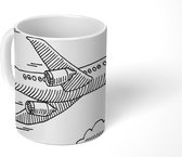 Mok - Handgetekende tekening van een vliegtuig - 350 ML - Beker