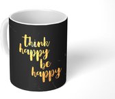 Mok - Koffiemok - Quote - Happy - Goud - Marmer - Mokken - 350 ML - Beker - Koffiemokken - Theemok