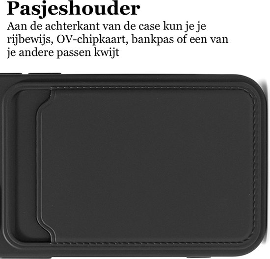 iPhone 13 Mini étui porte-cartes Noir - Étui en silicone Couverture arrière + Protecteur d'écran complet en verre Protecteur d'écran