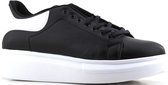 Heren Sneakers- Heren schoenen- Jongens Oversized Sneakers- Mcqueen model 366 Nova- Leather look- Zwart- Maat 43