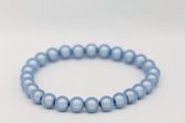 Bubbels Sieraden handgemaakte glasparel armband 3D blauw - Maat one size