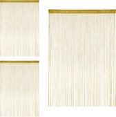 Relaxdays 3x Draadgordijn glitters - deurgordijn - draadjesgordijn - 145 x 245 cm - goud