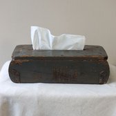 Otentic - Houten Tissue Box - Vintage - Baksteenmal - Grijs