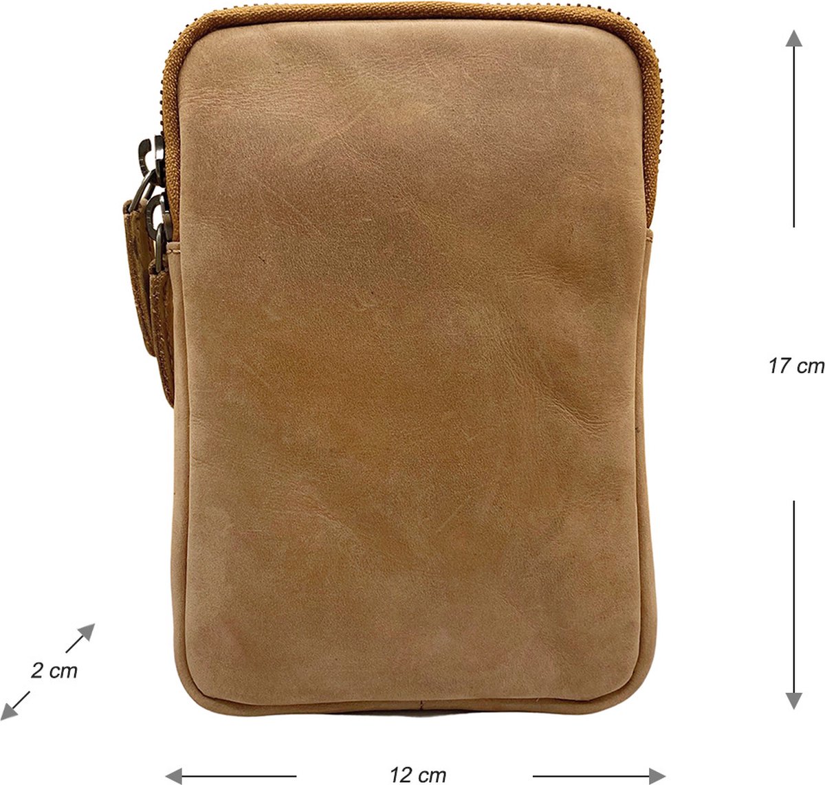 SH Leder Vera G368 Multifunctionele schoudertas voor dames, van echt leer, verstelbare schouderriem, mobiele telefoon tot 6,7 inch, 11,50 x 19 cm, Venstergrijs., Small