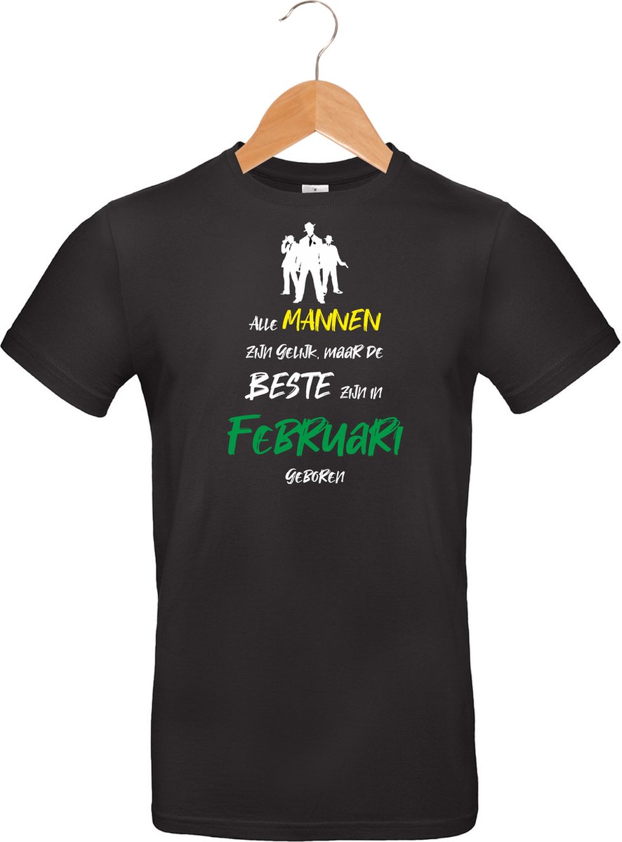 Mijncadeautje - T-shirt - zwart - maat L - Alle mannen zijn gelijk - februari