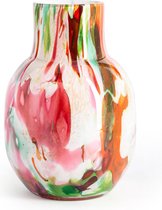 Design vaas Palermo large - Fidrio Mixed Colours - glas, mondgeblazen bloemenvaas - diameter 18 cm hoogte 30 cm