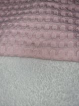 Kinderwagen deken witte teddy met wafelstof - 60 x 80 cm - licht roze
