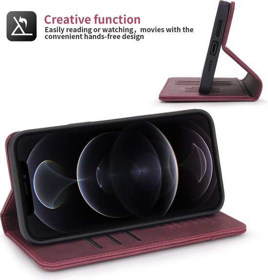 Apple de iPhone Apple iPhone 12 | iPhone 12 Pro | Bookcase en cuir de haute qualité | Porte-monnaie | Rouge