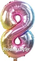 Ballon Cijfer 8 Jaar Rainbouw Verjaardag Versiering Helium Ballonnen Feest Versiering 80Cm