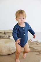 BonBini's rompertje baby + corduroy broekje - Blue Mood - 95% katoen - jongen meisje babyromper - 6-9 maanden