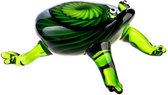 AL - Kikker - Glas  -Groen/Zwart - 9 x 17 x 13 cm