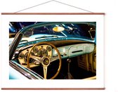 Poster In Posterhanger - Vintage Maserati - 50x70 cm - Kader Hout - Ophangsysteem - Auto - Klassiek - Cabrio