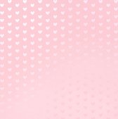 Scrapbook papier - Bazzill foil heart 30,5x30,5cm x1 cotton candy - 12 stuk