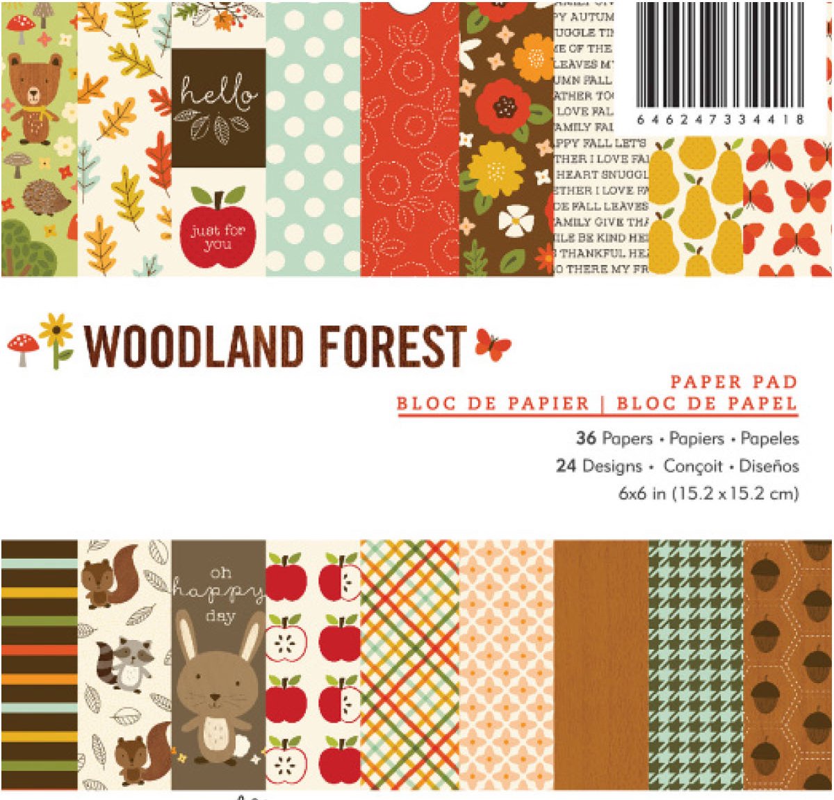 American Crafts woodland forest paper pad 15,2x15,2cm