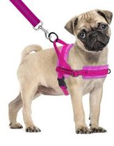 Hondentuigje - voor kleine honden - roze - maat S - no pull - reflecterend - super zacht fleece