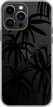 Paradise Amsterdam 'Midnight Palms' Clear Case - iPhone 13 Pro doorzichtig telefoonhoesje met palm, silhouette, minimalistische tropische print