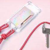 Pockiesling telefoonhoes met koord - telefoonketting telefoonkoord phonesling iPhone 11 Pro (Holografisch - Roze)