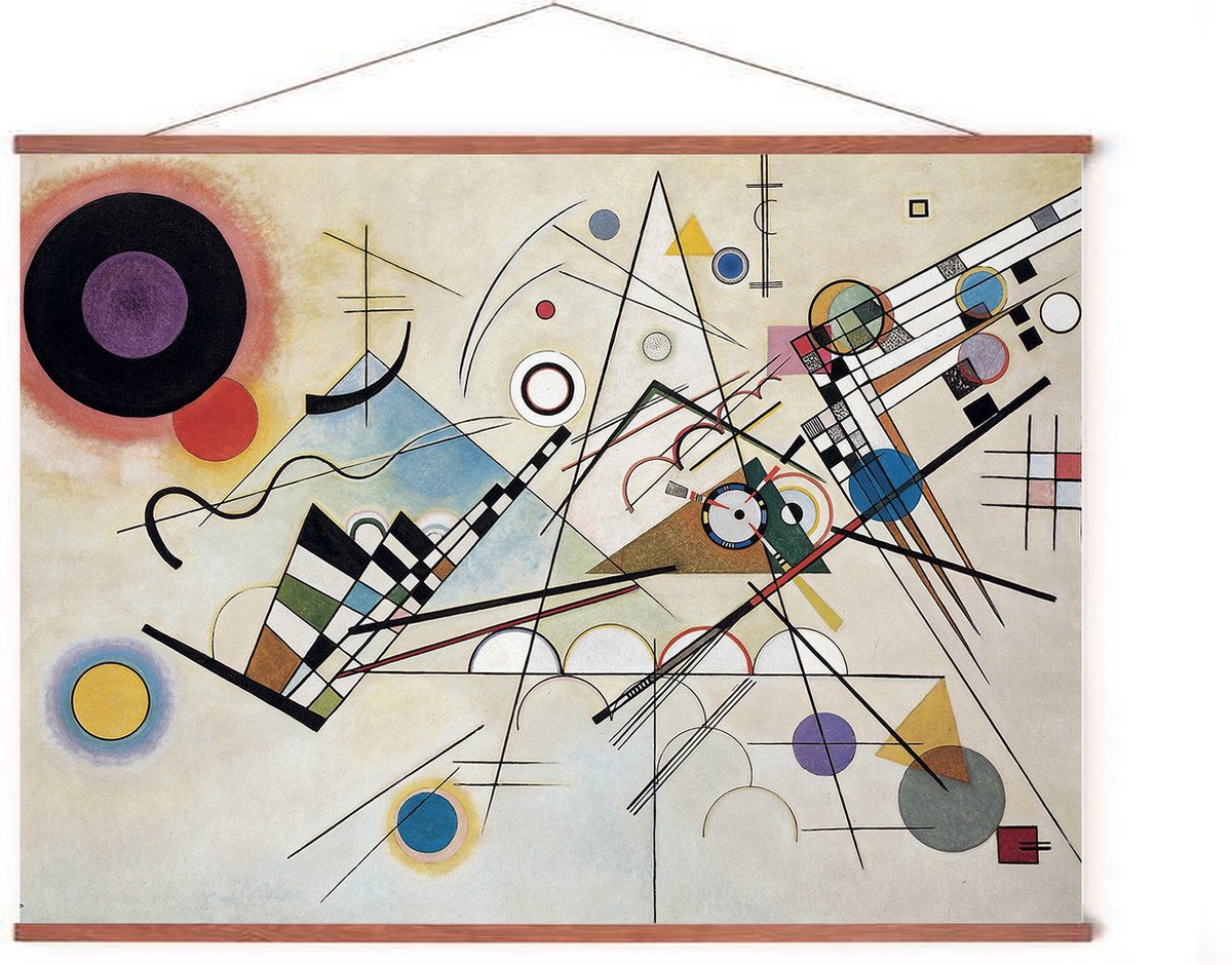 Esque Poster In Posterhanger - Composition VIII - 50x70 cm - Wassily Kandinsky - Kader Hout - Ophangsysteem - Abstracte Kunst