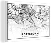Canvas Schilderij Kaart - Nederland - Rotterdam - 60x40 cm - Wanddecoratie