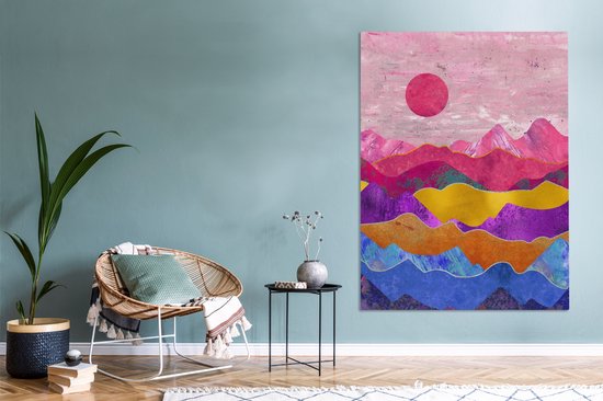 Toile Peinture Bi - Rose - Marbre - 120x160 cm - Décoration murale XXL