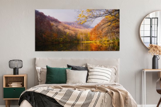 Toile Peinture Nature - Forêt - Automne - 160x80 cm - Décoration murale