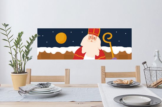 Muurstickers - Sticker Folie - Sinterklaas - Kinderen - Sint - Kind - Jongens - Meisjes - Kindje - 90x30 cm - Plakfolie - Muurstickers Kinderkamer - Zelfklevend Behang