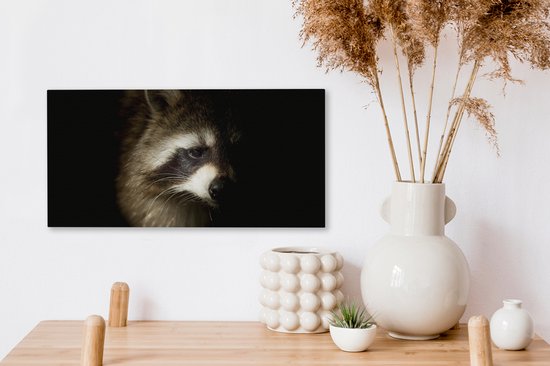 Tableau Peinture Raton Laveur - Animaux Sauvages - Zwart - 40x20 cm - Décoration murale