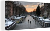 Canvas Schilderij Amsterdam - Schaatsen - Winter - 80x40 cm - Wanddecoratie