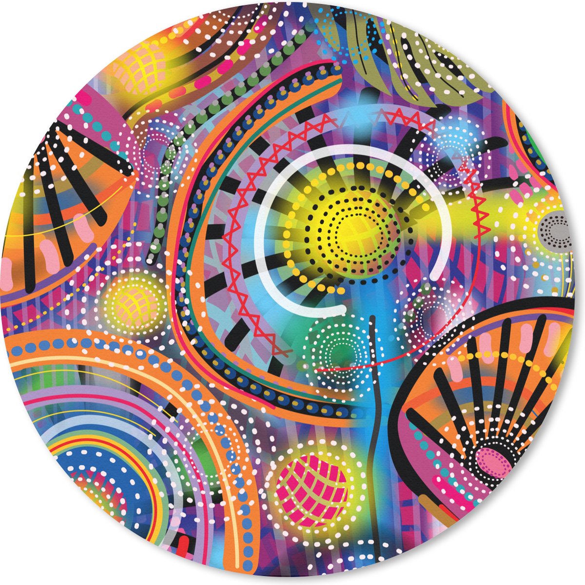 Muismat rond 40x40 cm - Mousepad Vormen - Kunst - Patronen - Psychedelisch - Ronde muismatten