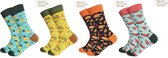 4 PACK Sokken | Organisch Katoen | Maat 41-46 | Sokken Heren | Sokken Dames | Food | Ice | Print | Grappige Sokken |