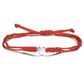 Megasieraden - Liefdesrood gevlochten hart armband van touw
