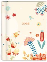 Fragile zakagenda 2022 - iets groter dan een A6 formaat zakagenda - verborgen ringband - binnenzijde 7 dagen 2 pagina planner - (12x16cm) vanille met bloemenprint design