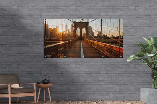 Affiche clôture Bridge de Brooklyn à New York au coucher du soleil - 200x100 cm - Toile jardin