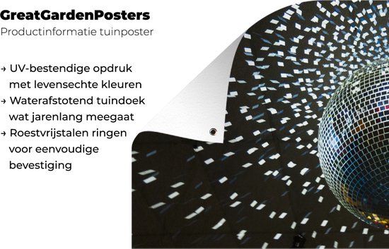 Affiche de clôture Une boule à facettes au plafond - 200x100 cm - Toile de jardin