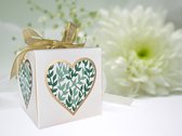 10 stuks Luxe Cadeaudoosjes met prachtige hart / eco print en strik (7,5cm), Huwelijksbedankjes, Trouwbedankjes