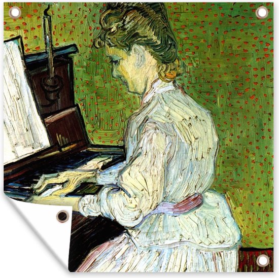 Tuin poster Marguerite Gachet op de piano - Vincent van Gogh - 200x200 cm -  Tuindoek | bol.com