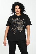 Paprika Dames Katoenen T-shirt met een rock-'n-roll print - T-shirt - Maat 44
