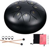 6 Inch Steel Tongue Drum - 8 Tune - Hand Pan Drum - Tank Drum - Met Drumsticks Draagtas - Percussie Instrumenten - Zwart