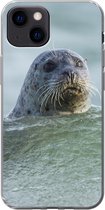 Geschikt voor iPhone 13 mini hoesje - Noordzee - Zeehond - Water - Siliconen Telefoonhoesje