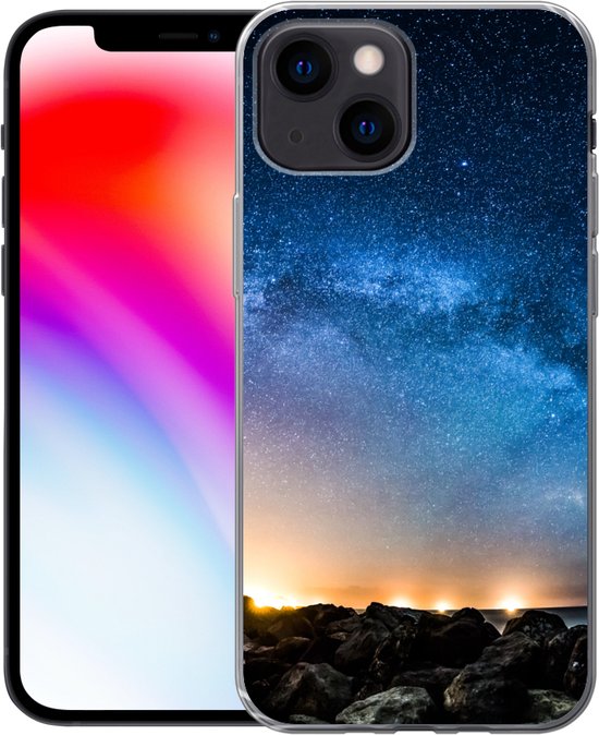 Coque iPhone 13 mini - Galaxie - Univers - Soleil - Siliconen