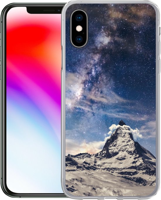 Coque iPhone X - Montagnes - Étoiles - Univers - Coque en Siliconen téléphone