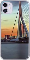 Geschikt voor iPhone 11 hoesje - Rotterdam - Erasmus - Zonsondergang - Siliconen Telefoonhoesje