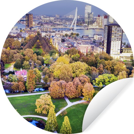 Cercle de papier peint - Rotterdam - Pays- Nederland - Arbre - ⌀ 30 cm - Cercle mural - Auto-adhésif - Sticker papier peint