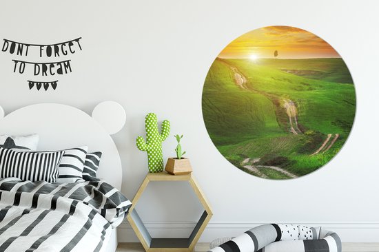 WallCircle - Wall Circle - Wall Circle - Toscane - Soleil - Collines - Aluminium - Dibond - 140x140 cm - Intérieur et Extérieur
