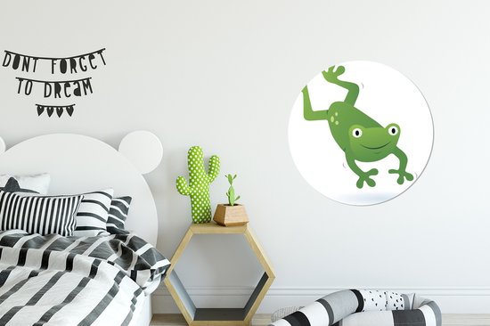 WallCircle - Wandcirkel - Muurcirkel - Kikker - Wit - Dieren - Aluminium - Dibond - ⌀ 60 cm - Binnen en Buiten