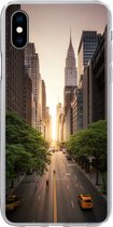 Geschikt voor iPhone Xs hoesje - Straat van New York in de ochtend - Siliconen Telefoonhoesje