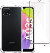 Samsung A03s Hoesje - Cover Transparant + 2x Samsung A03s Screenprotector - Cover Glas
