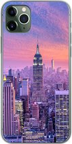 Geschikt voor iPhone 11 Pro Max hoesje - New York - Kleuren - Skyline - Siliconen Telefoonhoesje