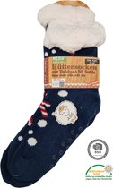 Antonio Huissokken - Huissokken Kerst Zuurstokjes - Marineblauw - Dames - Antislip ABS - One Size (35-42) - Hüttensocken - Warme Sokken - Warme Huissok - Kerstcadeau voor vrouwen