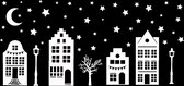Mint11 - Herbruikbare raamstickers - Huisjes - Grachtenpandjes - Sinterklaas - Kerst -Wit - raamdecoratie - sticker